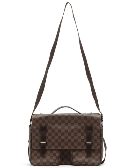 Louis Vuitton Damier Broadway Messenger Bag Medium Coated Canvas Gold-Tone Hardware Textile Strap (Bag)