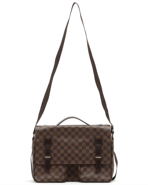 Louis Vuitton Damier Broadway Messenger Bag Medium Coated Canvas Gold-Tone Hardware Textile Strap (Bag)