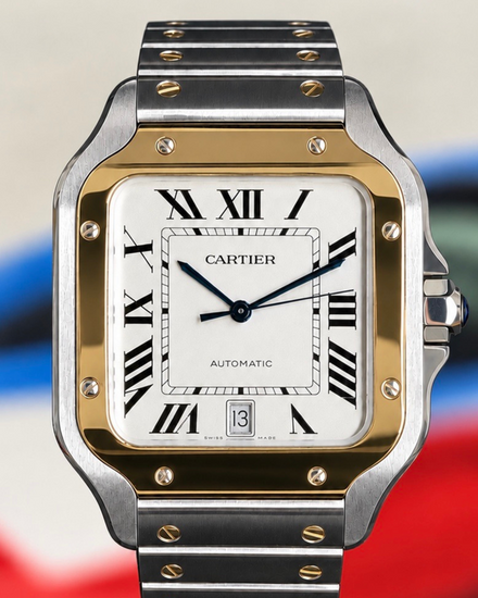 No Reserve - 2023 Cartier Santos De Cartier 39.8MM White Dial Two-Tone Bracelet (W2SA0009)