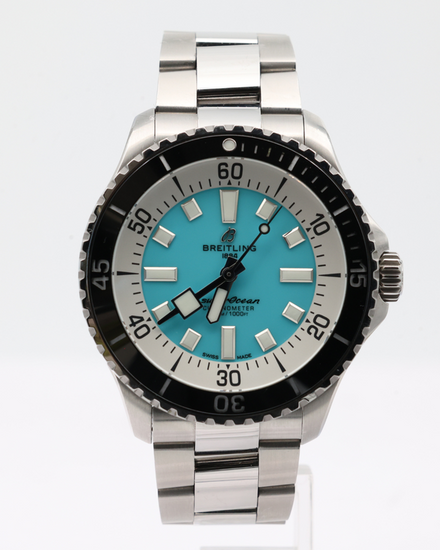 No Reserve - 2025 Breitling Superocean 44MM Turquoise Dial Steel Bracelet (A17376)
