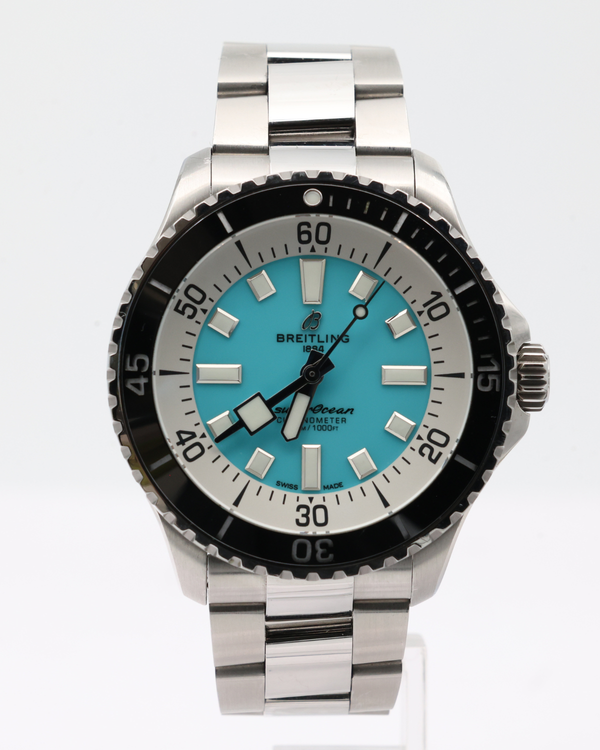 No Reserve - 2025 Breitling Superocean 44MM Turquoise Dial Steel Bracelet (A17376)