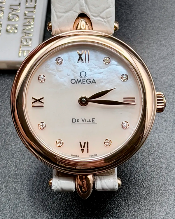 2018 Omega De Ville 27MM Mother of Pearl Dial Leather Strap (424.53.27.60.55.002)