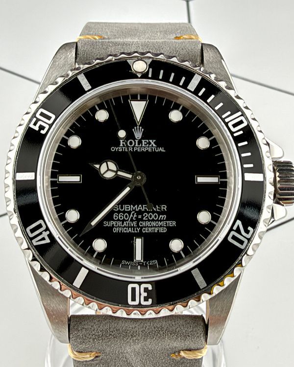 Rolex Submariner No-Date 40MM Black Dial Aftermarket Leather Strap (14060)