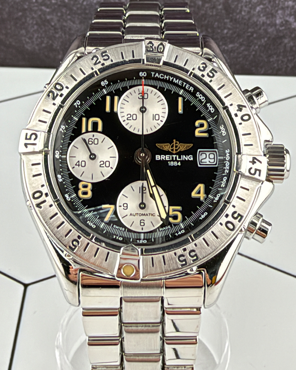 No Reserve - 1996 Breitling Colt Chronograph 41MM Black Dial Steel Bracelet (A13035.1)