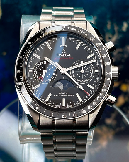 2025 Omega Speedmaster Moonphase 44.25MM Black Dial Steel Bracelet (304.30.44.52.01.001)