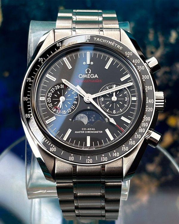 2025 Omega Speedmaster Moonphase 44.25MM Black Dial Steel Bracelet (304.30.44.52.01.001)