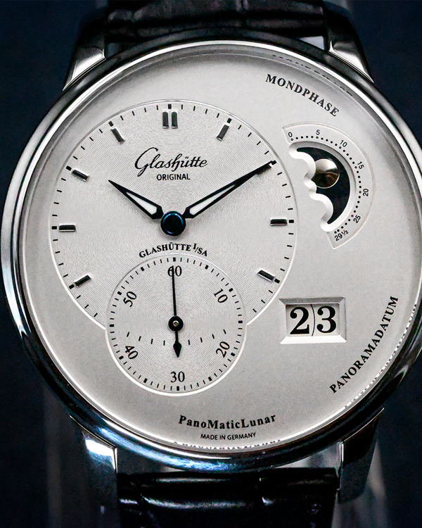 2021 Glashütte Original PanoMaticLunar 40MM Silver Dial Leather Strap (1-90-02-42-32-05)