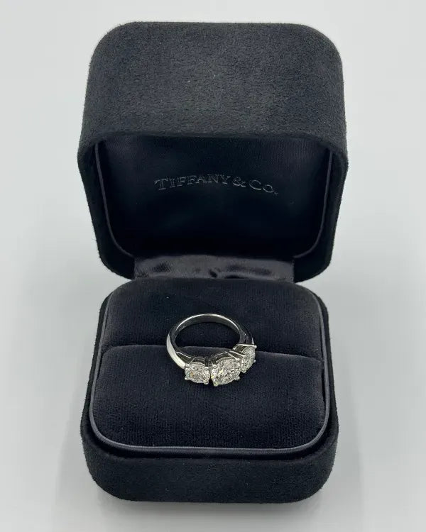 Tiffany Accessories Past Present Future 3 Stone Diamond & Platinum Size 4.5 (Ring)