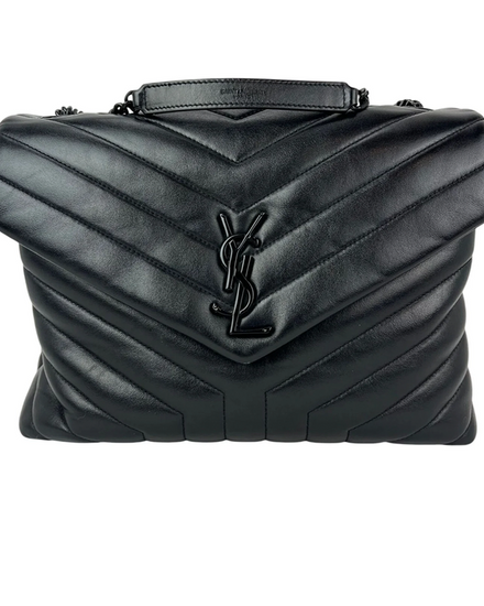 Saint Laurent Bag Flap Loulou Black Quilted Leather Steel Hardware Steel Strap (Loulou)