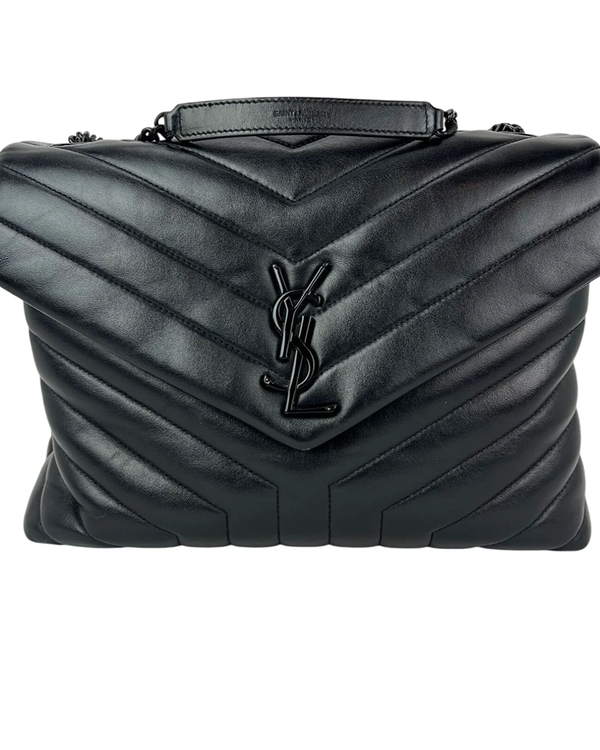 Saint Laurent Bag Flap Loulou Black Quilted Leather Steel Hardware Steel Strap (Loulou)