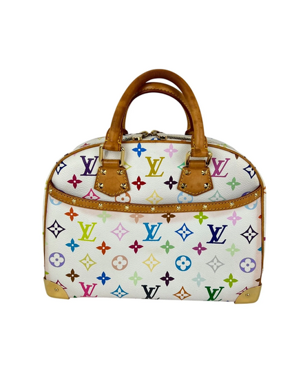 Louis Vuitton Bag Trouville White Monogram Multicolor Vintage Bag Gold-Tone Hardware Leather Strap (Bag)