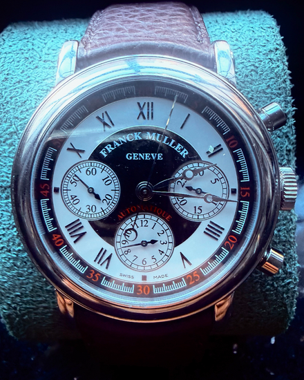 1990 Franck Muller Round 42MM Black Dial Leather Strap (7002CC)