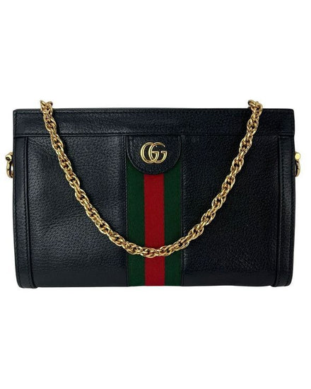 Gucci Ophidia Black Leather Gold-Tone Hardware Chain Strap (Ophidia)