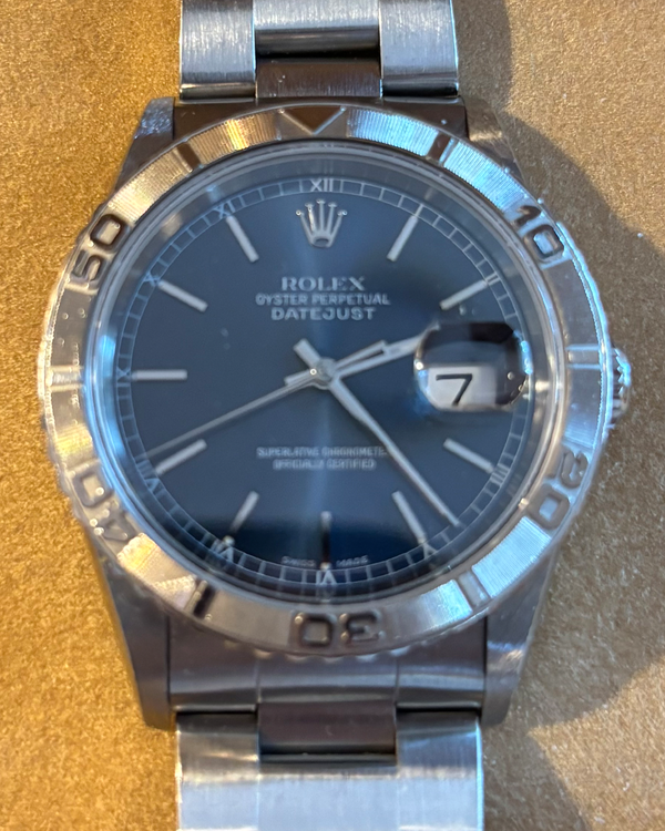 No Reserve - 2002 Rolex Datejust Turn-O-Graph 36MM Blue Dial Oyster Bracelet (16264)