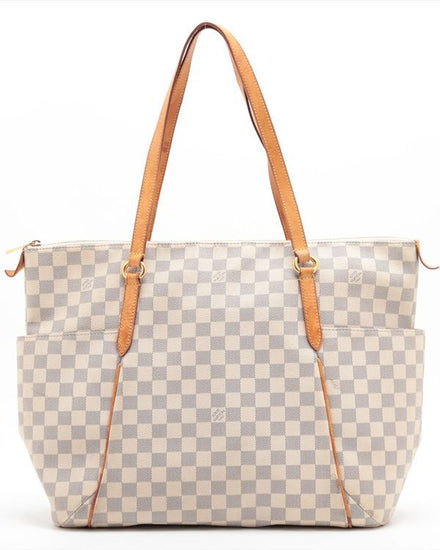 Louis Vuitton Totally MM Tote Bag Medium Canvas White Gold Tone Hardware Leather Handles (Bag)