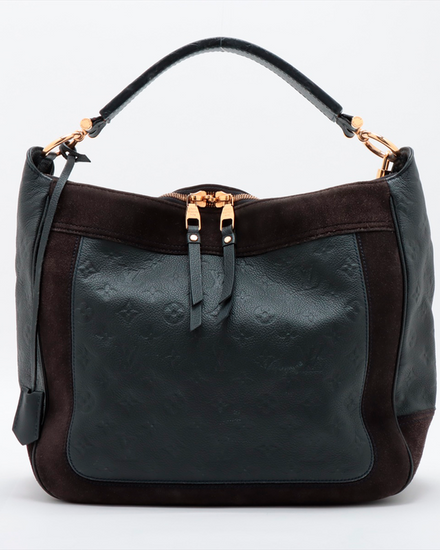 Louis Vuitton Bag Audacieuse MM Satchel Bag Medium Leather Black Suede Panels Gold Tone Hardware Leather Strap (Audacieuse MM)
