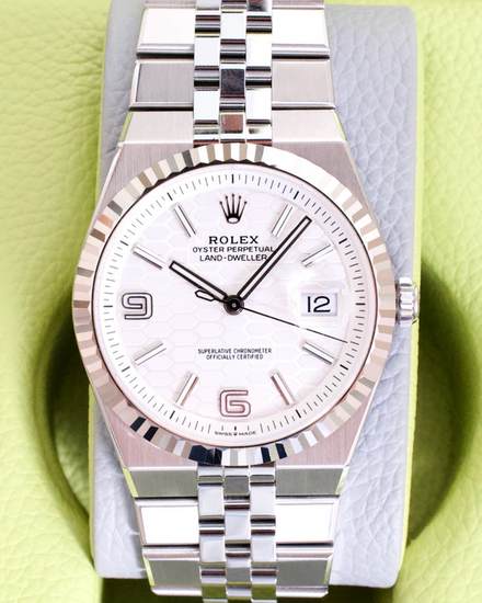 2025 Rolex Land-Dweller 40MM White "Honeycomb" Dial Flat Jubilee Bracelet (127334)