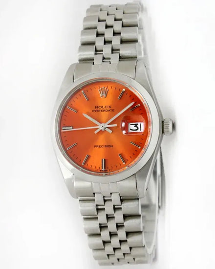 Rolex Oyster Precision Date 34MM Aftermarket Orange Dial Aftermarket Jubilee Bracelet (6694)