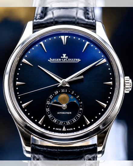 2021 Jaeger-LeCoultre Master Ultra Thin Moon 39MM Black Dial Leather Strap (Q1368470)