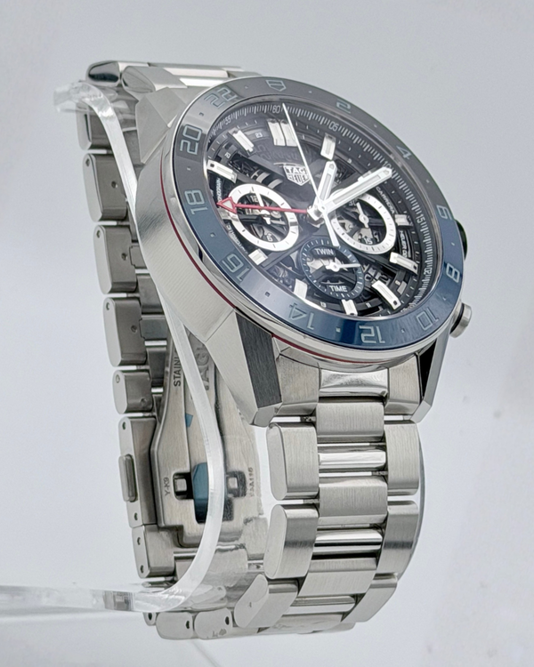 2022 TAG Heuer Carrera Caliber 02 GMT 45MM Skeleton Dial Steel Bracelet (CBG2A1Z.BA0658)