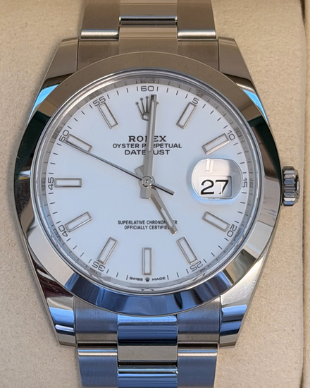 No Reserve - 2026 Rolex Datejust 41MM White Dial Oyster Bracelet (126300)