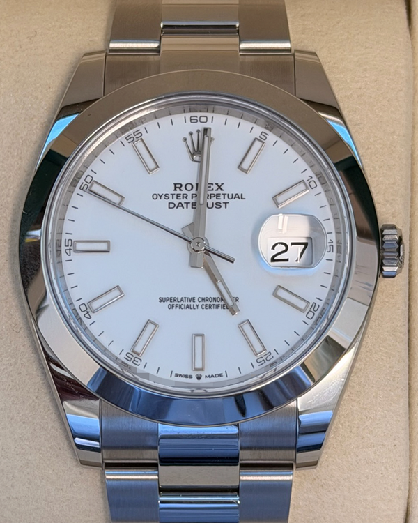 No Reserve - 2026 Rolex Datejust 41MM White Dial Oyster Bracelet (126300)