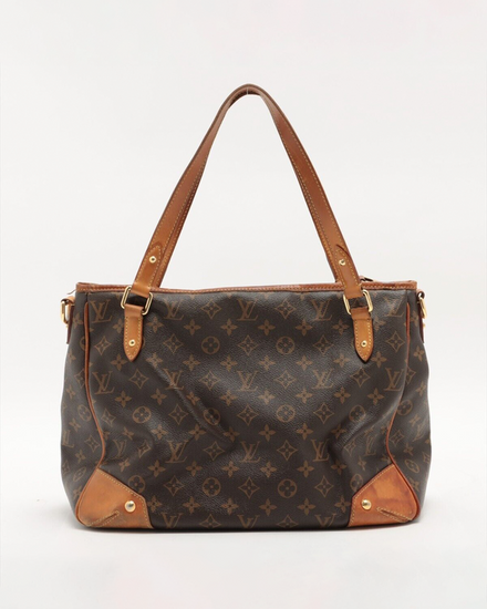 Louis Vuitton Bag Estrela MM Brown Canvas Tan Leather Gold-Tone Hardware (M41232)