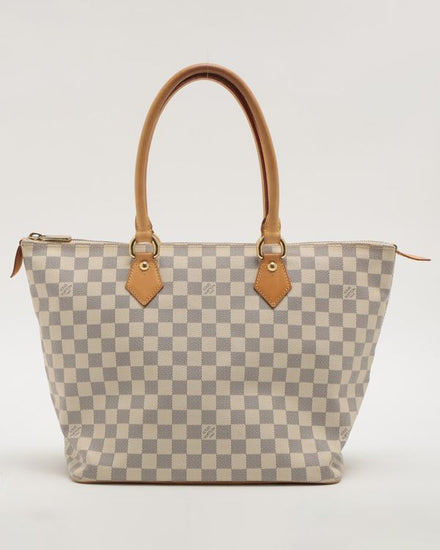 Louis Vuitton Damier Azure Saleya MM Canvas Gold-Tone Hardware Leather Strap (Damier)