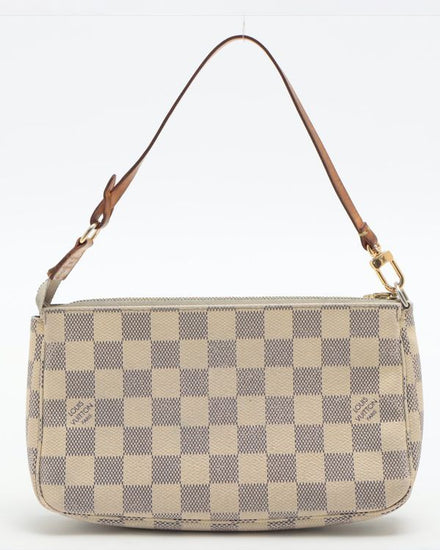 Louis Vuitton Damier Azur Crossbody Bag Small Canvas White Gold Tone Hardware Leather Strap (Bag)