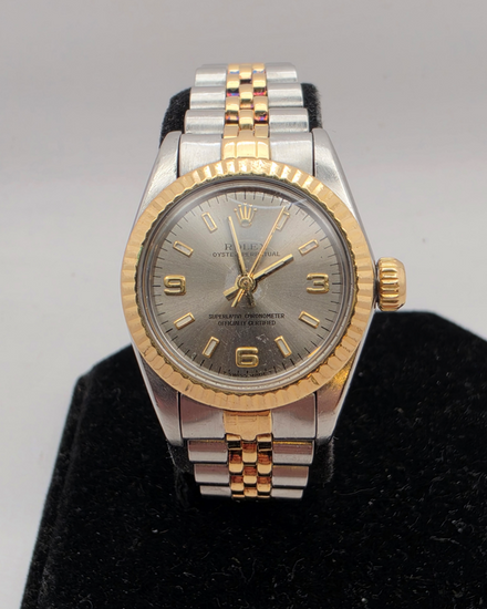 1984 Rolex Oyster Perpetual 26MM Slate Dial Two-Tone Jubilee Bracelet (67193)