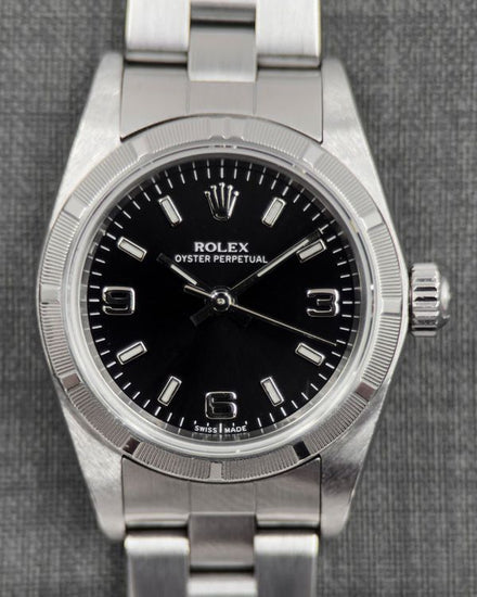 No Reserve - 2002 Rolex Oyster Perpetual 24MM Black Dial Oyster Bracelet (76030)