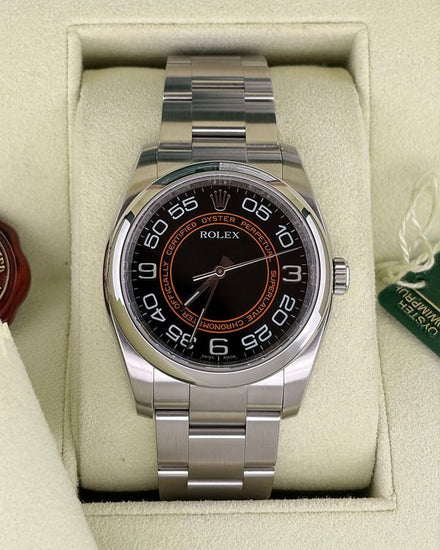 Rolex Oyster Perpetual 36MM Black "Concentric" Dial Oyster Bracelet (116000)
