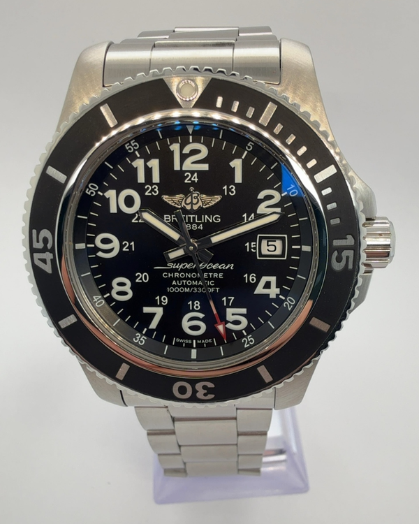 No Reserve - 2018 Breitling Superocean II 44MM Black Dial Steel Bracelet (A17392)