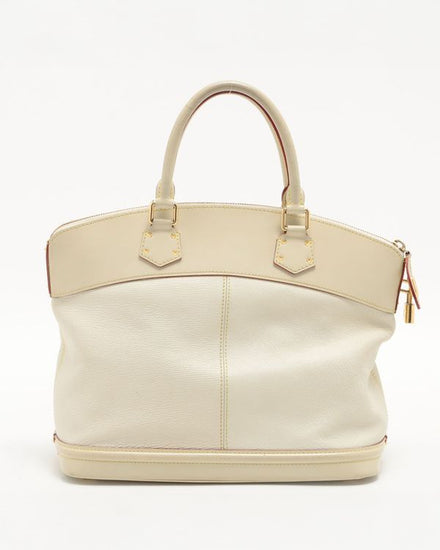 Louis Vuitton Bag Leather Suhali Lockit MM White Goatskin Leather Gold-Tone Hardware Leather Straps (Bag)