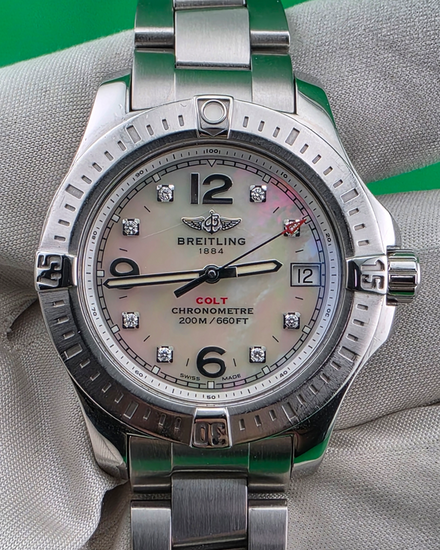 Breitling Colt Lady 33MM Quartz Mother of Pearl Dial Steel Bracelet (A77388)