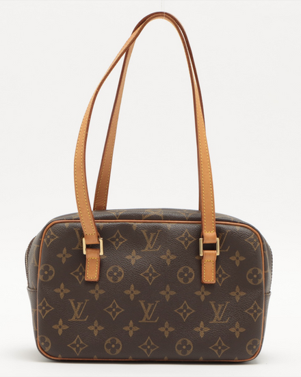 Louis Vuitton Monogram Cite MM Brown Gold-Tone Hardware Leather Straps (Bag)