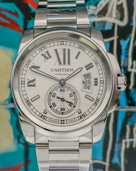 No Reserve - 2017 Cartier Calibre de Cartier 42MM Silver Dial Steel Bracelet (W7100015)