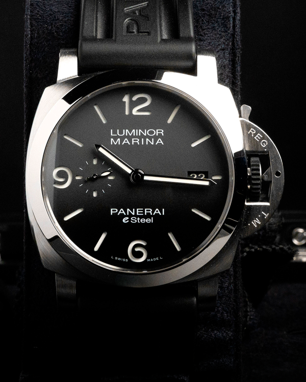 2022 Panerai Luminor Marina "Grigio Roccia" 44MM Black Dial Rubber Strap (PAM01358)