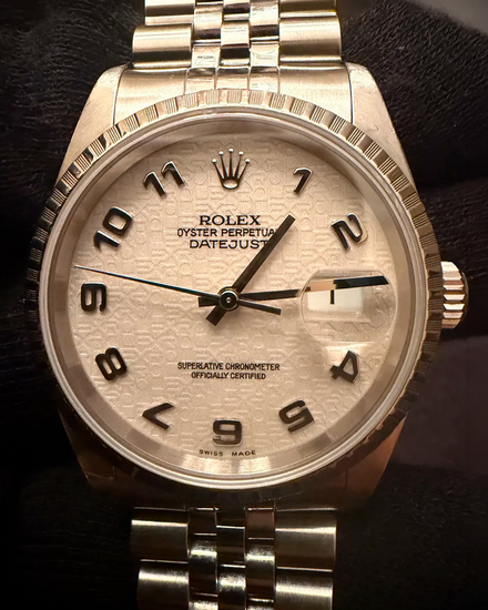 2003 Rolex Datejust 36MM Silver "Jubilee Motif" Dial Jubilee Bracelet (16220)