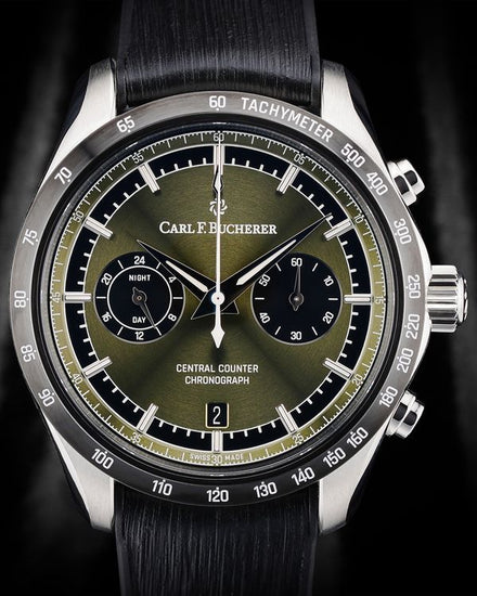 Carl F. Bucherer Manero Central Counter 42.5MM Green Dial Rubber Strap (00.10923.08.93.02)