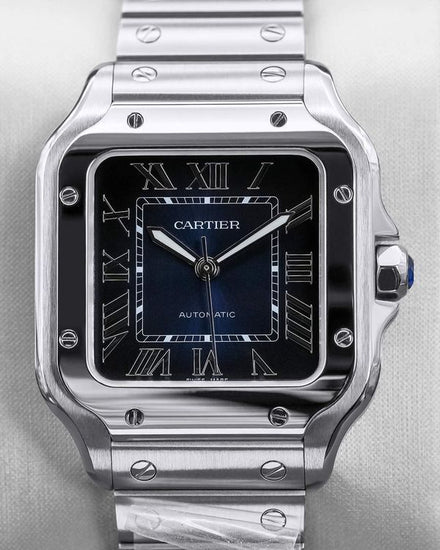 2026 Cartier Santos Dumont 35MM Blue Dial Steel Bracelet (WSSA0063)