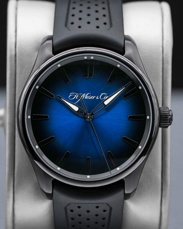 H. Moser & Cie Pioneer 42MM Blue Dial Rubber Strap (3200-1205)