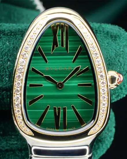 2026 Bvlgari Serpenti Tubogas L.E. 35MM Quartz Malachite Dial Two-Tone Bracelet (104360)