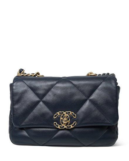 2021 Chanel Bag Navy Lambskin Quilted 19 Flap Small Mixed Hardware (Bag)