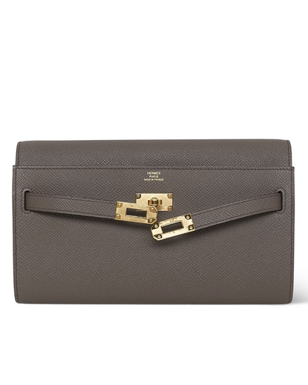 2024 Hermès Kelly Wallet To Go Etain Epsom Gold Plated W Stamp (Wallet)