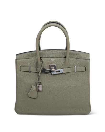 2016 Hermès Birkin 30 Sauge Clemence Palladium Plated X Stamp (Birkin)