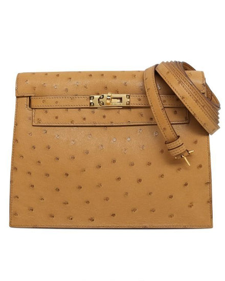 2026 Hermès Kelly Danse Tabac Camel Ostrich Gold Plated G Stamp (Kelly)