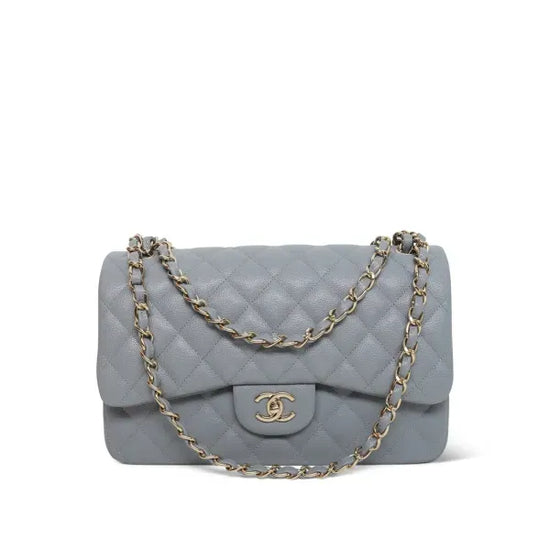 2020 Chanel Bag 20C Grey Caviar Quilted Classic Flap Jumbo LGHW (Bag)