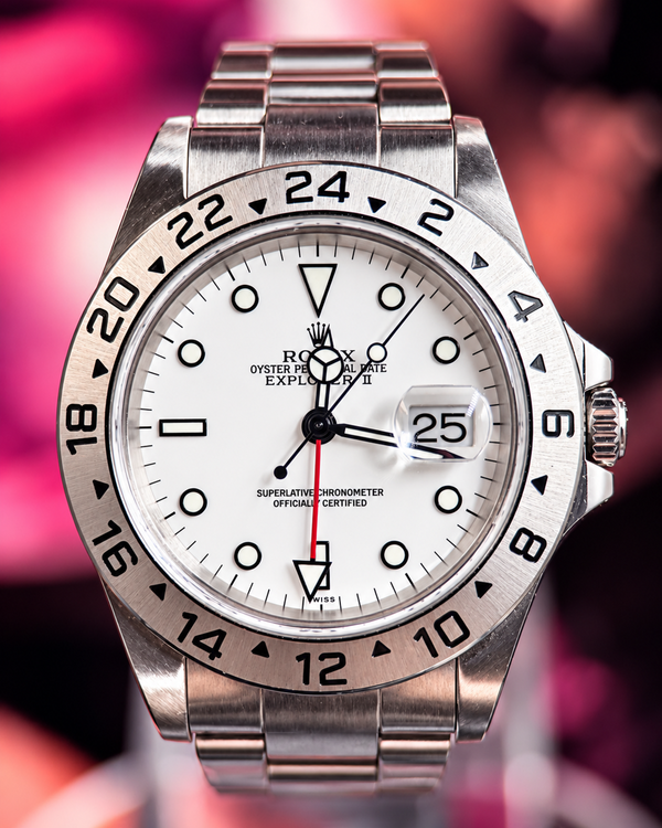 No Reserve - 1999 Rolex Explorer II "Polar" 40MM White Dial Oyster Bracelet (16570)