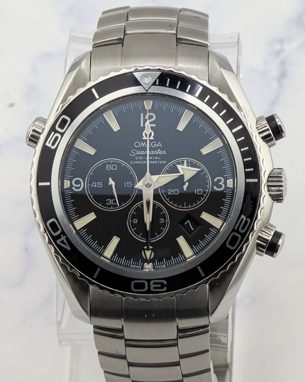No Reserve - 2014 Omega Seamaster Planet Ocean Chronograph 45.5MM Black Dial Steel Bracelet (2210.50.00)